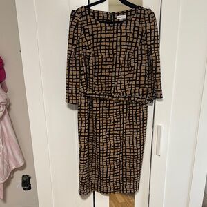 Calvin Klein Black and Brown Geometric Dress